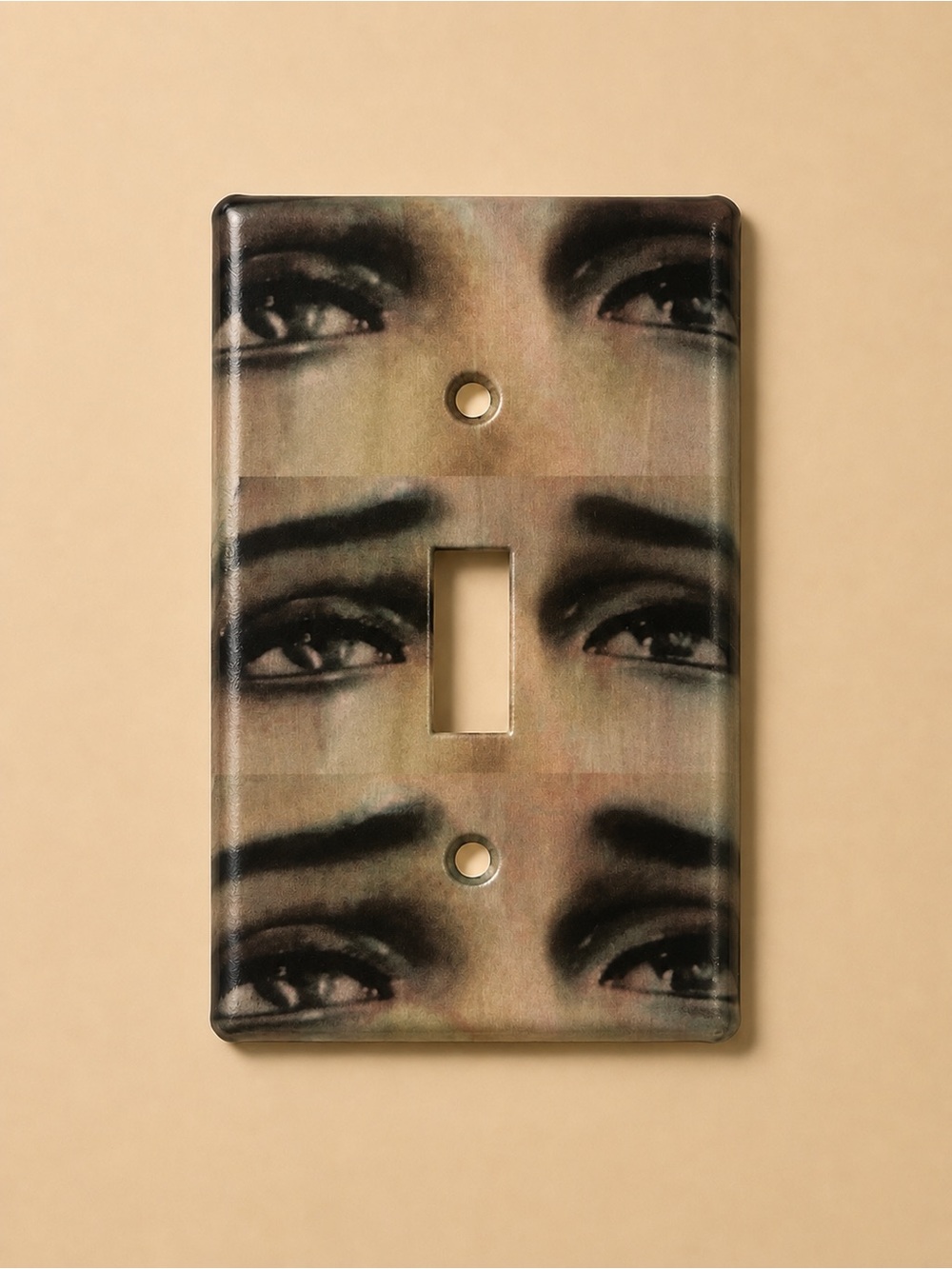Handmade Decorative Eye Pattern Toggle Switch Plate - Black and Cream